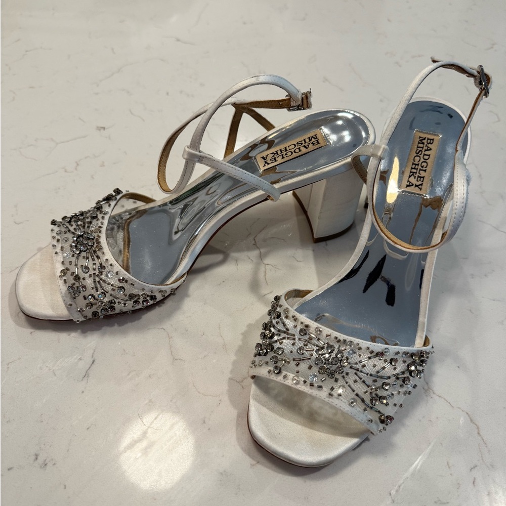 Badgley Mischka White Blaine Block Heels